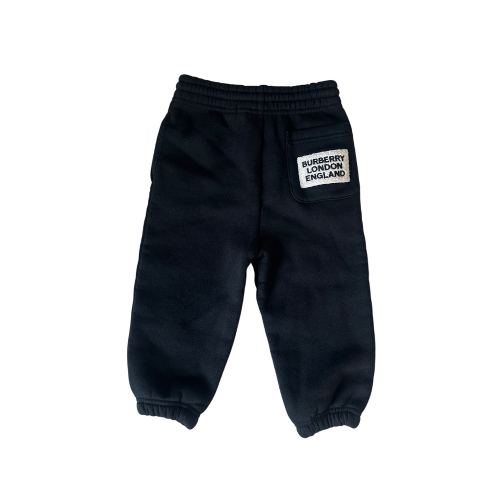 Burberry Black Fleece Sweatpants Toddler 3Y Kids Joggers Logo Patch Minimalist